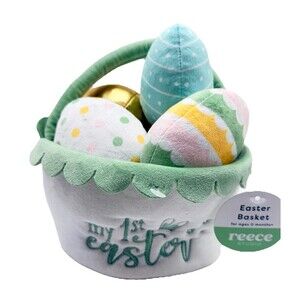 My First Easter Baby’s Stuffed Plush Easter Bucket with 4 Colorful Soft Eggs NEW